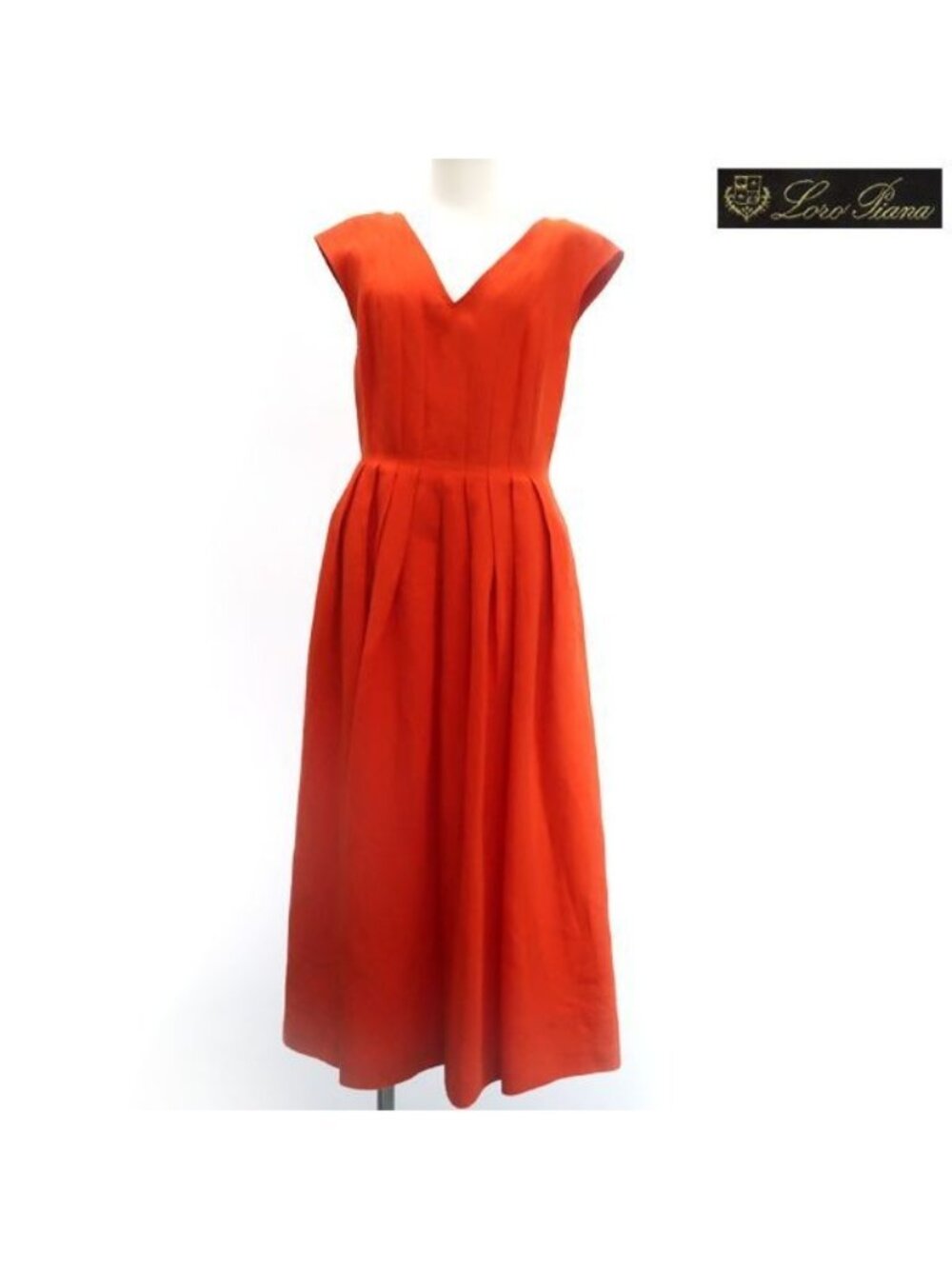 Loro Piana Linen Dress Sleeveless Red V-neck Included 38